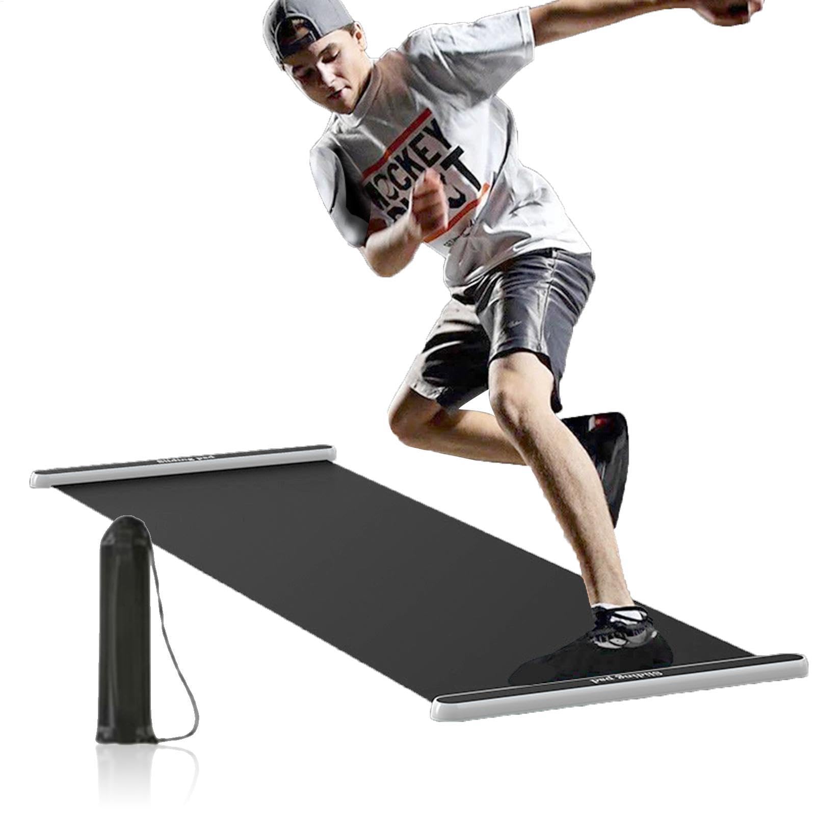 Sliding Workout Mat - 180 x 50 cm Fitness Slide Board, Home Gym Core Trainer, Balance Skating Board | Krafttraining Übungspad, Smooth Glide Leg Workout Tool, Squats, Boards, Lunges, Kletterer,