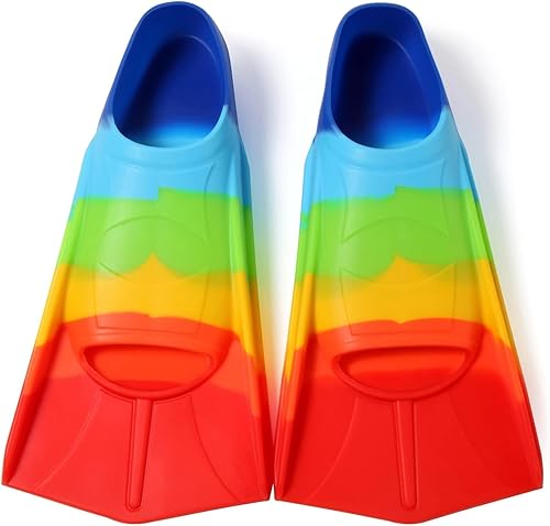 Miniatura 11 de Aletas de natación para niños, aletas cortas para niños y jóvenes, aletas de natación para entrenamiento de natación para niños, niñas, niños Azul /