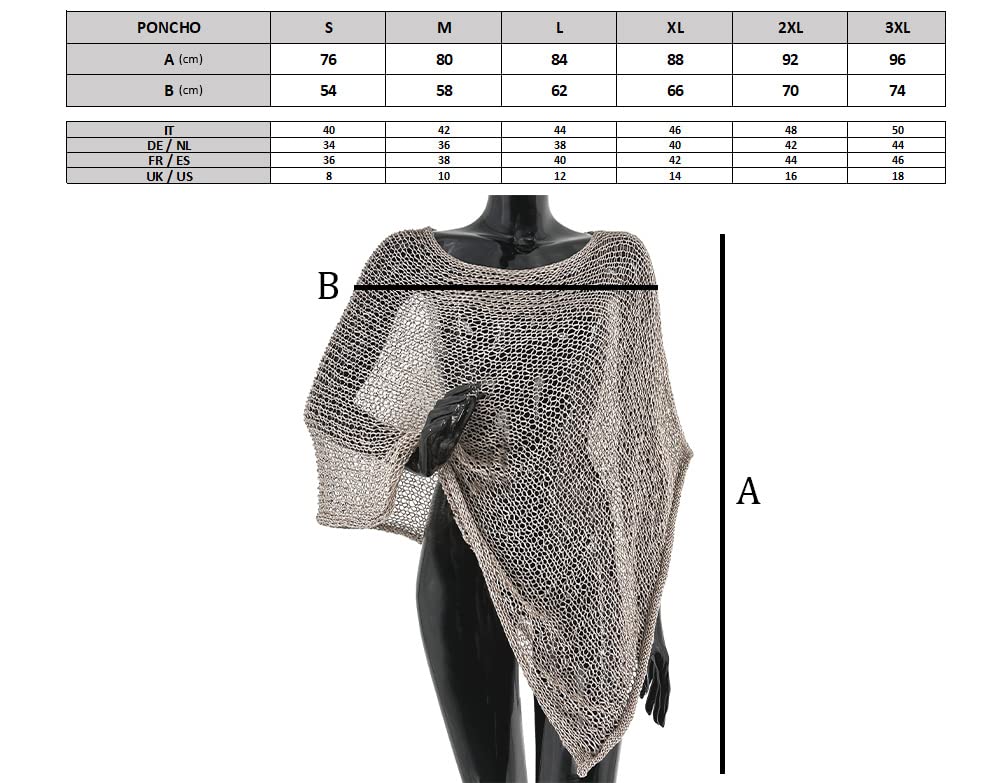 JOPHY & CO. Poncho pour femme, en maille à effet tricoté, couvre-épaules, au crochet, été et printemps, pour femme, léger et doux, (cod. 1511)