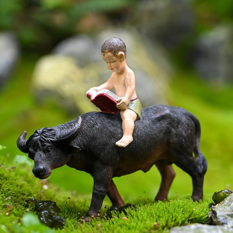 角　水牛　バッファロー　インテリア バッファロー オブジェ スタンド付き 卓上サイズ レジン製