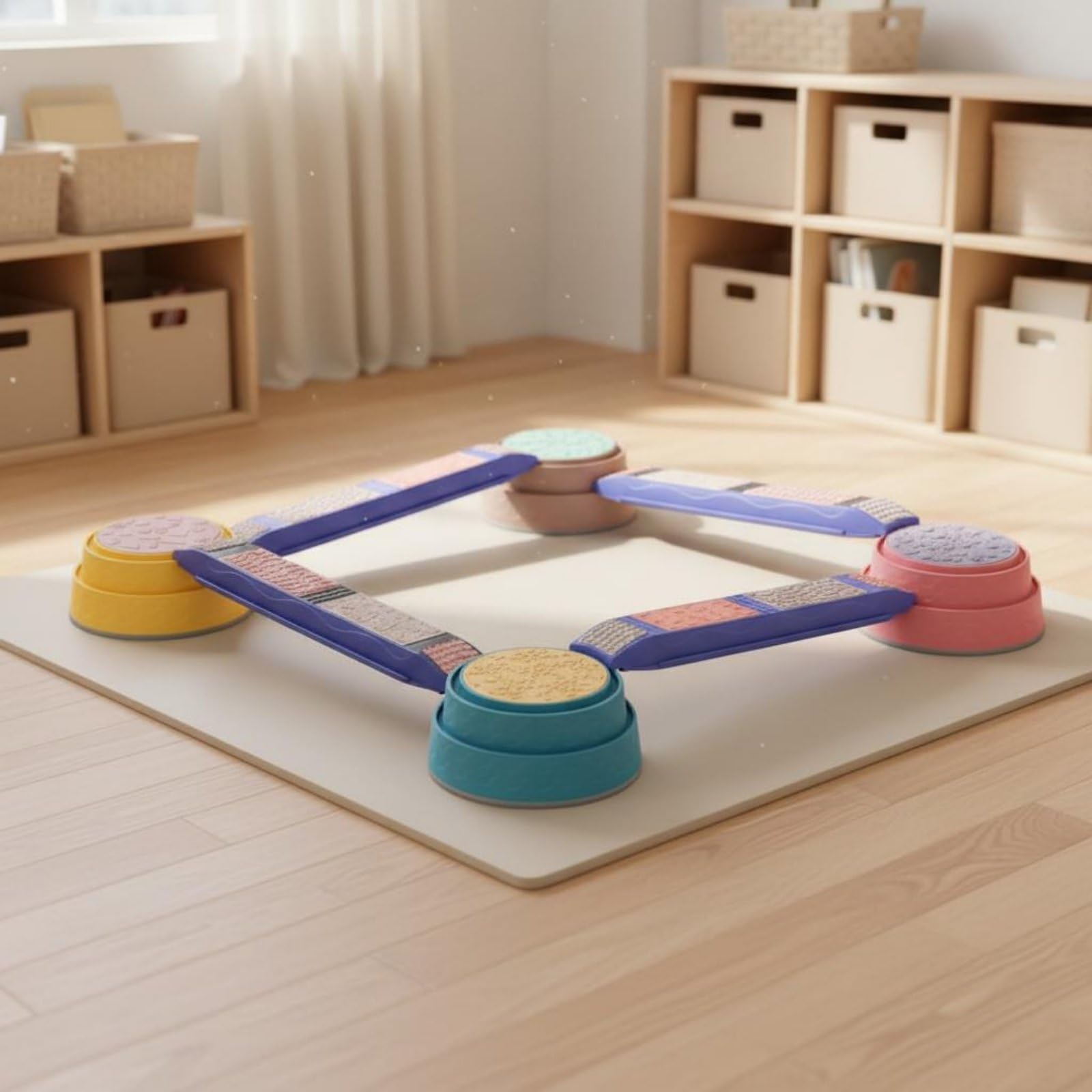 TISHITA Children Balance Bridge Conjunto de Puentes de Equilibrio Infantil de Equilibrio Piezas Sensoriales Circuito de Motricidad de Plástico Antideslizante