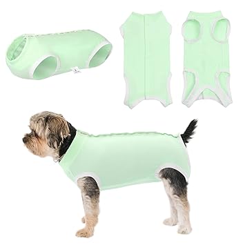 SAWMONG Dog Recovery Suit, Recovery Suit for Dogs After Surgery, Dog Spay Surgical Suit for Female Dogs, Dog Onesie Body Suit for Surgery Male Substitute Dog E-Collar Cone(Green,M)