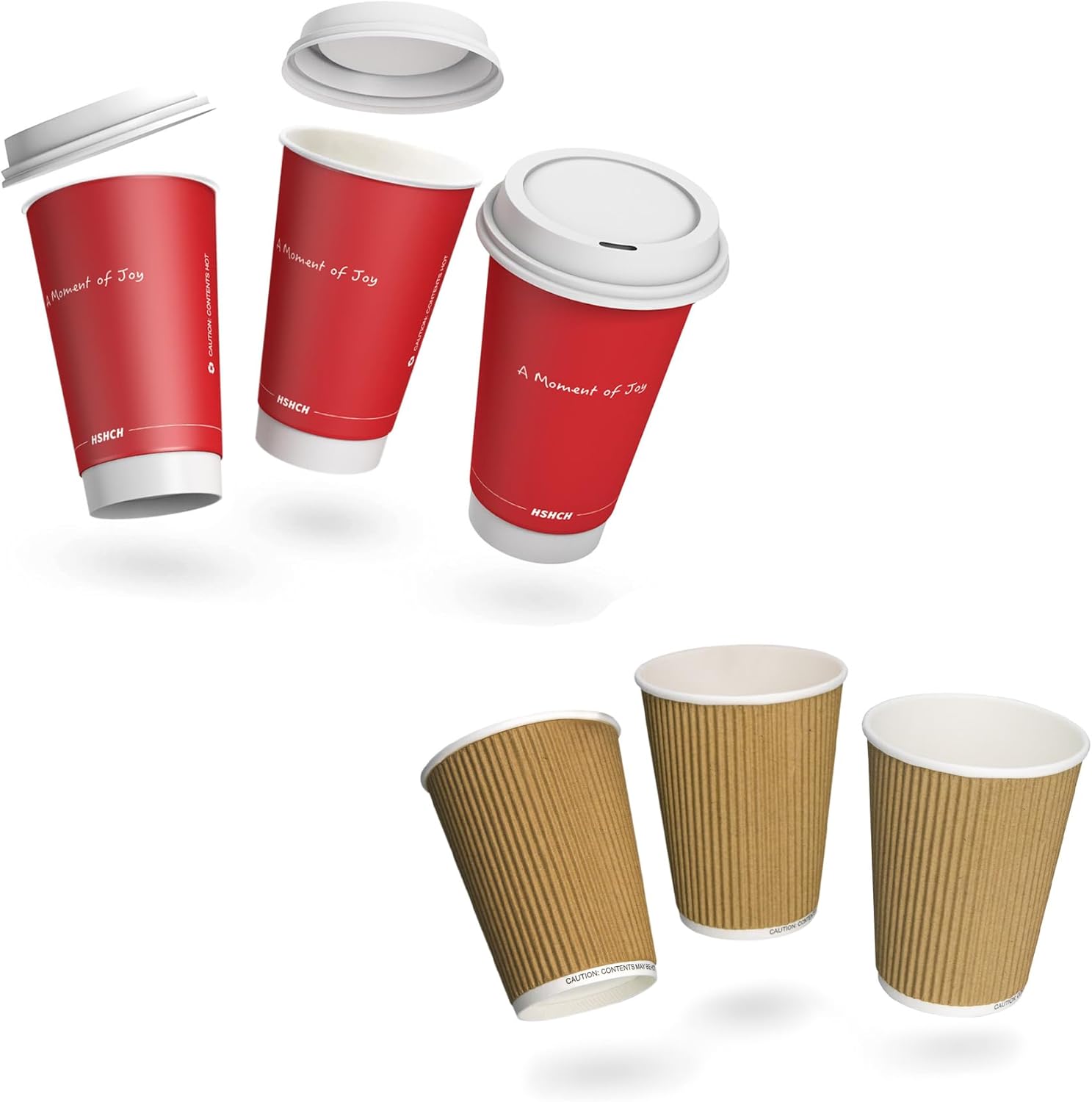 Disposable Coffee Cups with Lids 16oz Red Pack of 20