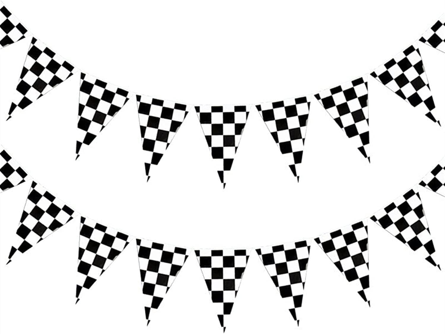Party Port Cars/Bikes Theme Checkered Flag Pennant Triangle Bunting Banner Hanging for Cars and Racing Theme Decoration(Pack of 10 Flags) 2