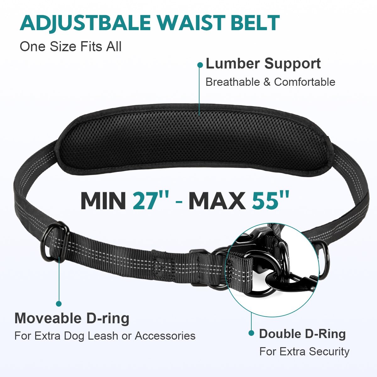 Hands Free Dog Leash with Pouch, Double Leash for Two Dogs, Retractable Bungee with Double Padded Handles, Waist for Dog Walking, Running for Dogs, Dog Walking Accessories: Grey-Green Midum Size Medium 2 Leashes