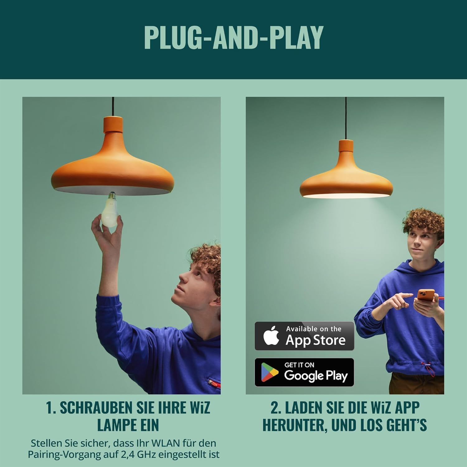 WiZ Bundle – 2 x Wi-Fi BLE 100 W A60 E27 stimmbare weiße Smart-Leuchtmittel | dimmbare LED, warmes bis kühles Licht, App- und Sprachsteuerung, funktioniert mit Alexa, Google Home und Apple