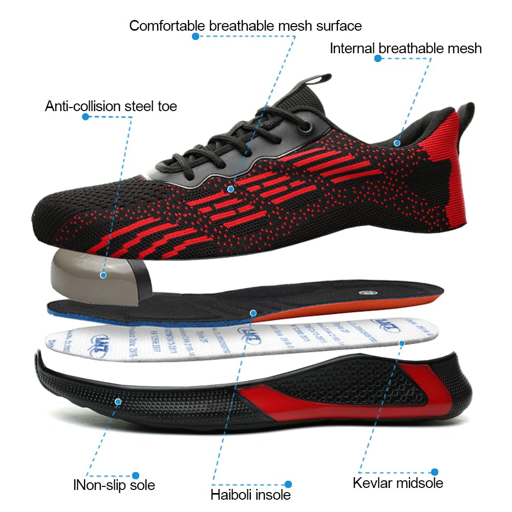 Scarpe Antinfortunistiche Uomo Donna Scarpe da Lavoro Leggere con Punta in Acciaio Antiscivolo Scarpe Sicurezza Sportive 36-46EU
