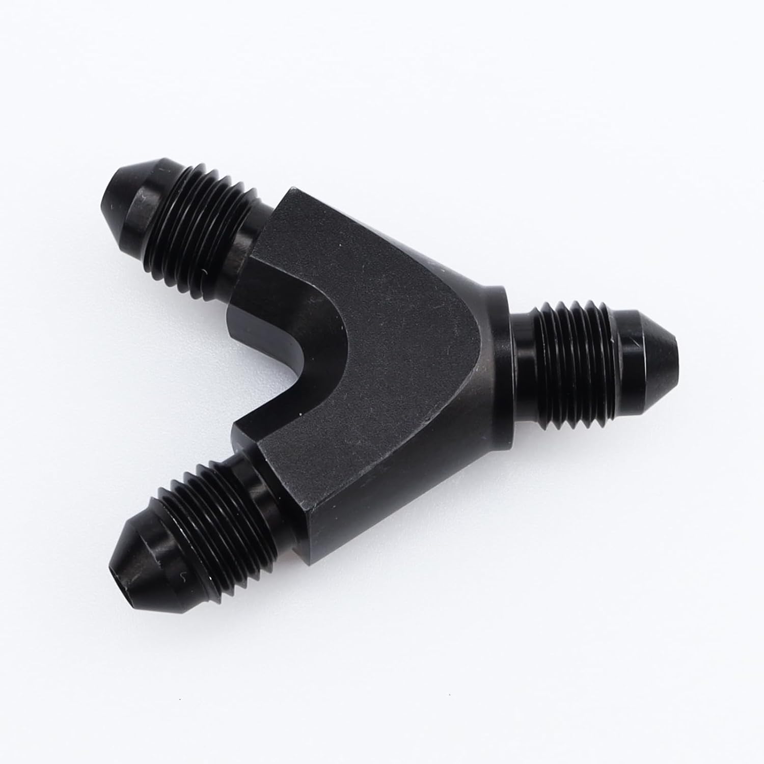 AC PERFORMANCE Y Block Splitter Fuel Fitting Male -3 AN In Male -3 AN Out, Aluminum Black
