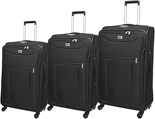 New Travel Luggage Trolley Bags Set, 3 Pcs With 4 Wheels - Black , 2725393154427