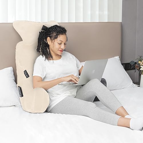 Miniatura 6 de SLIGUY Almohada de lectura, almohada de descanso para cama con rollo de cuello desmontable y brazo de apoyo superior para sentarse en la cama, sofá