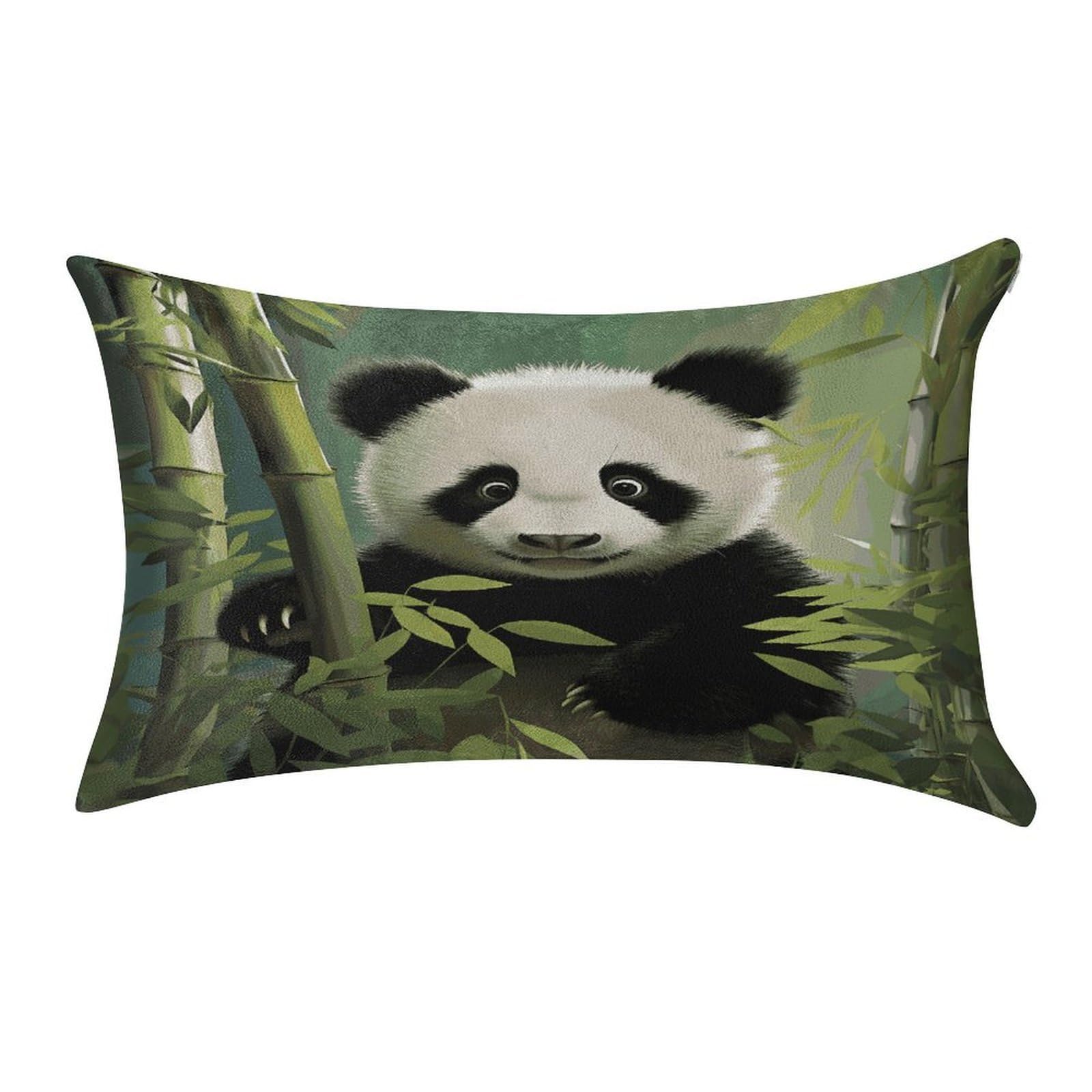 FekiLoot Curious Baby Panda Pillowcase Velvet Throw Pillow Cover Soft Lumbar Pillow Shells Rectangle Cushion Cases with Zipper Luxury Cozy Pillows Shams for All Seasons 12 X 20 in