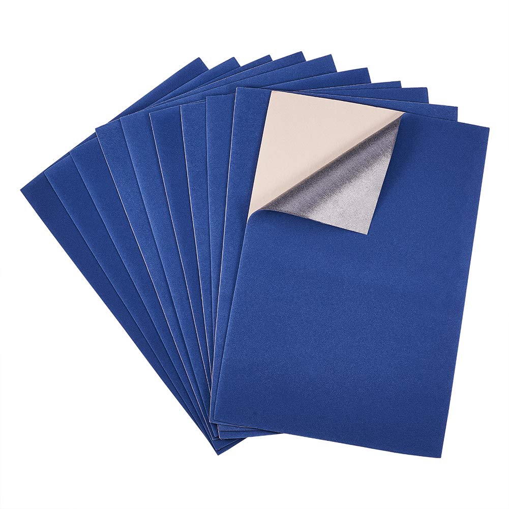 BENECREAT20Pcs Velvet Fabric Sticky Back Adhesive Back Sheets, A4 Sheet (8.3" X 11.8"), Self-Adhesive, Durable And Water Resistant, Multi-Purpose, Ideal For Art And Craft Making Marineblue