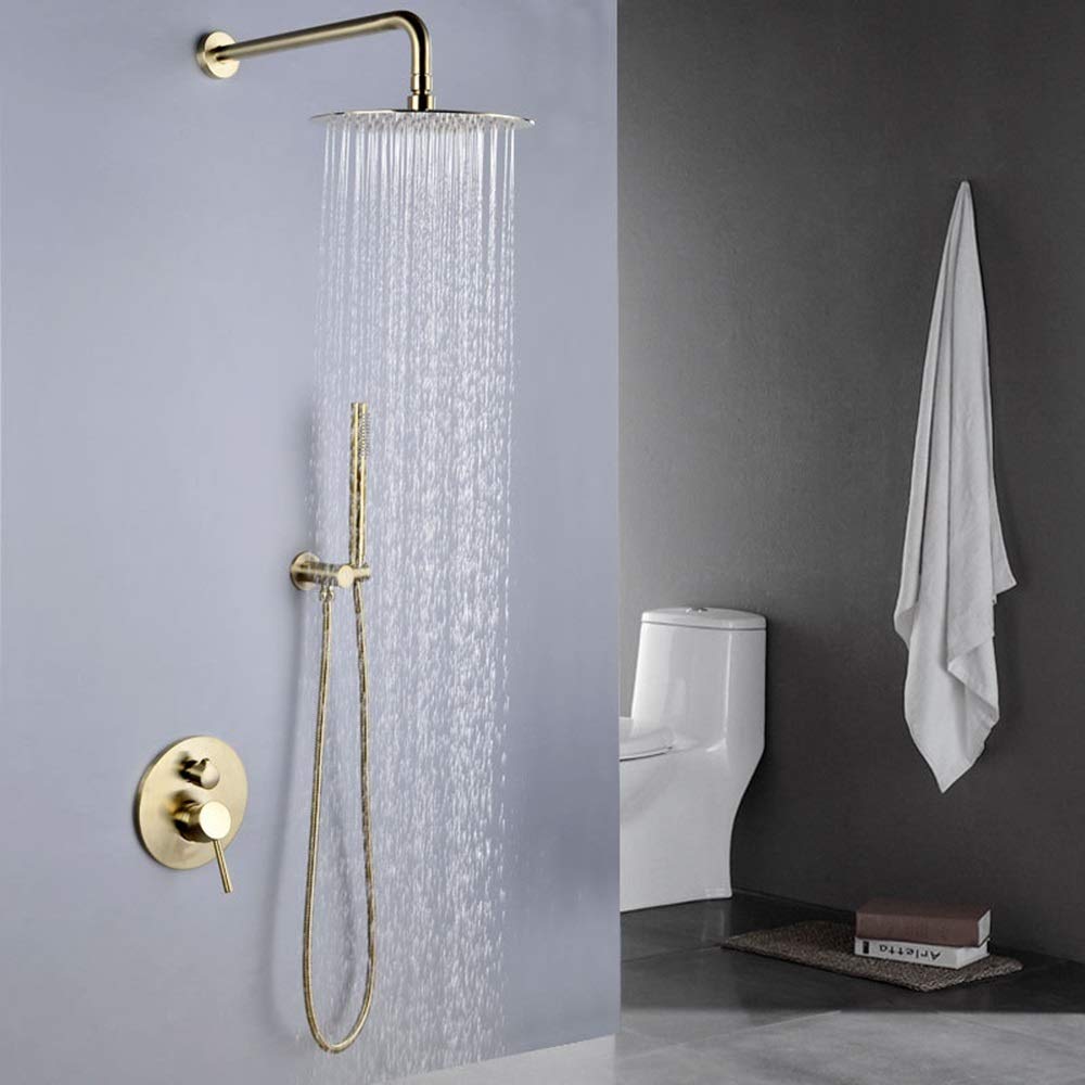Ensemble de douche en cuivre doré dissimulé avec pulvérisation 2 fonctions