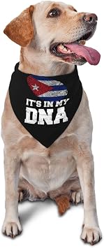 Cuba Flag Cuban Pride Its in My DNA Dog Bandana, Triangle Pet Scarf, Medium Large Dogs Pets