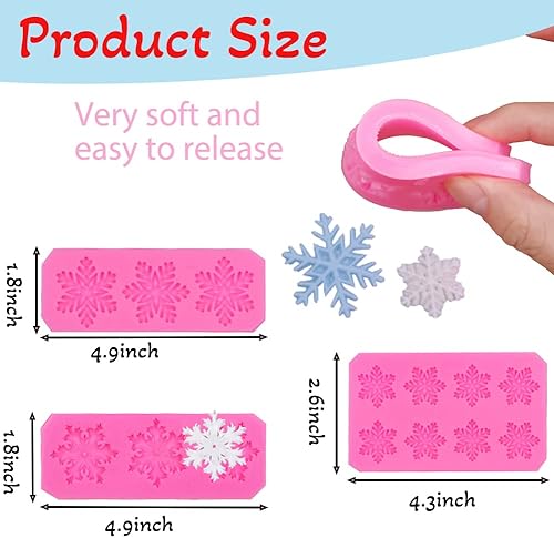 Miniatura 2 de Moldes de fondo de silicona de copos de nieve de Navidad paquete de 3 moldes reutilizables para dulces de hielo para hacer proyectos de manualidades