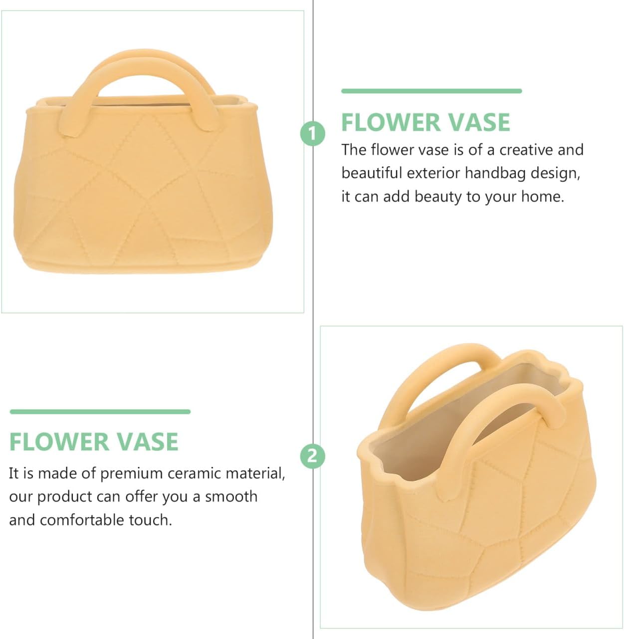 PRETYZOOM 1pc Handbag Shaped Ceramic Flower Vase for Home Decoration Unique Adorable Hydroponic Decor Premium Quality Flower Arranger for Family and Friends