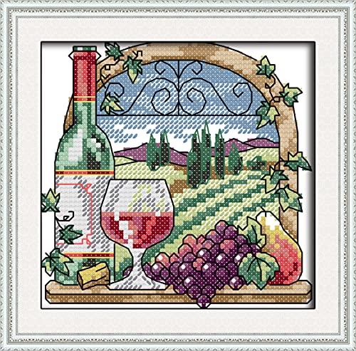 Kit Point de Croix Débutant Domaine Viticole 11CT Broderie Pré-imprimée 40x50cm