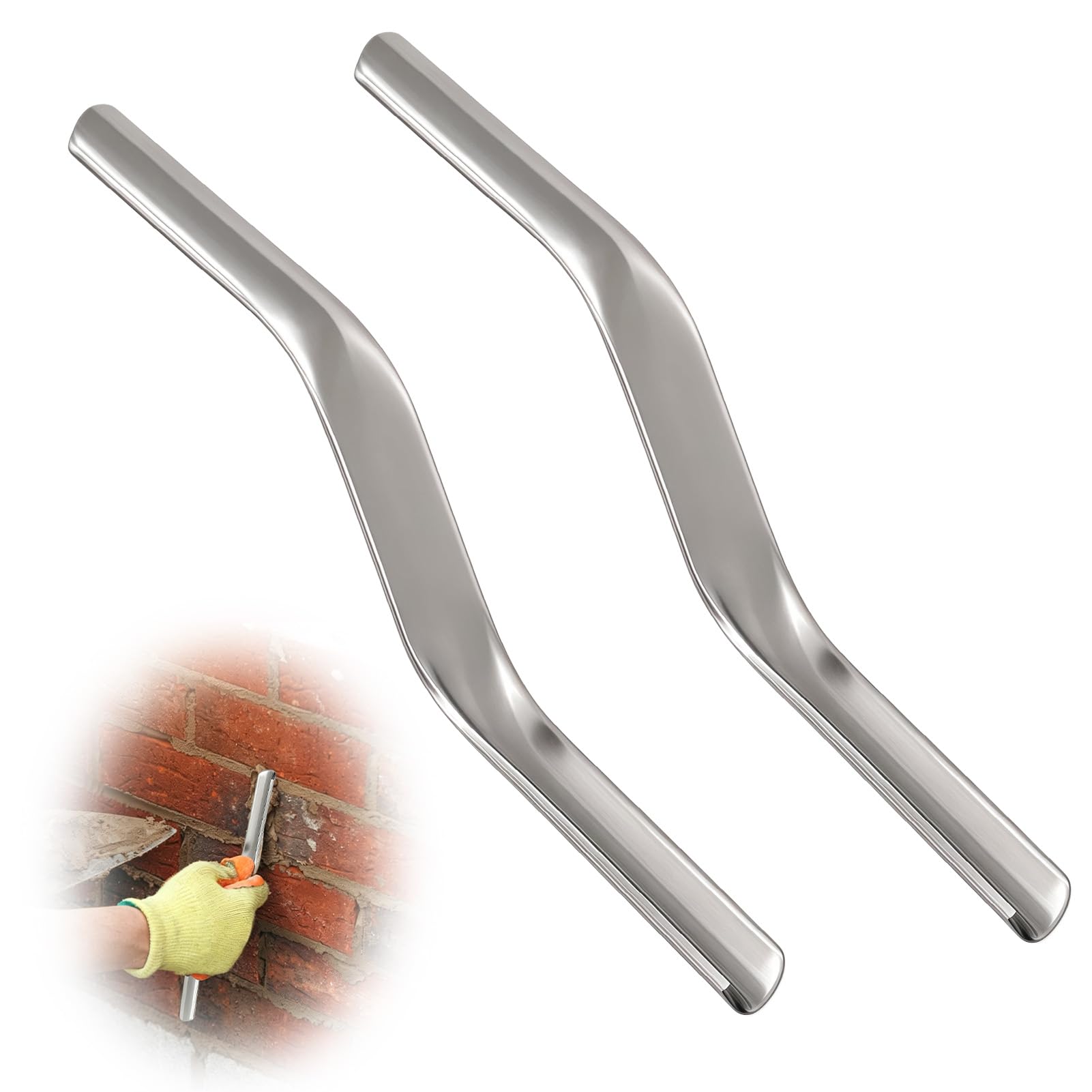 Double End Brick Jointer 3/4" x 7/8" 2 PCS - Stainless Steel Pointing Trowel & Bricklaying Tools for Mortar Finishing, Barrel Jointer for Builders and Masons
