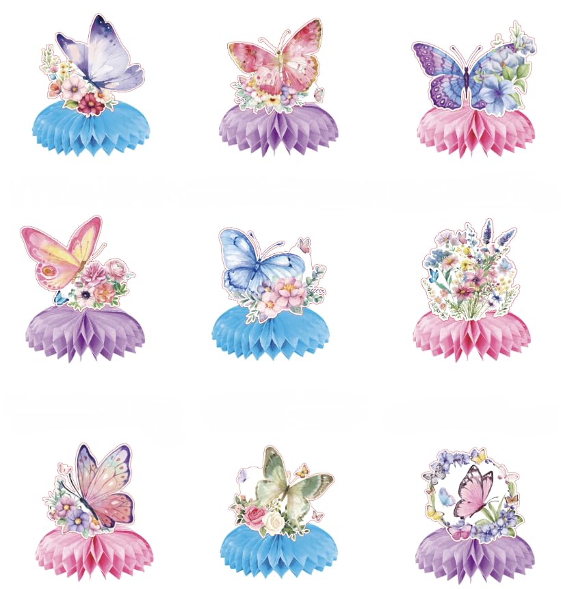 Cutiland 9 Pièces Décorations De Fête des Mères en Nid d'abeille,Centres De Table en Nid d'abeille Papillon,pour Fête des Mères,Mariage,Anniversaire,Thé...