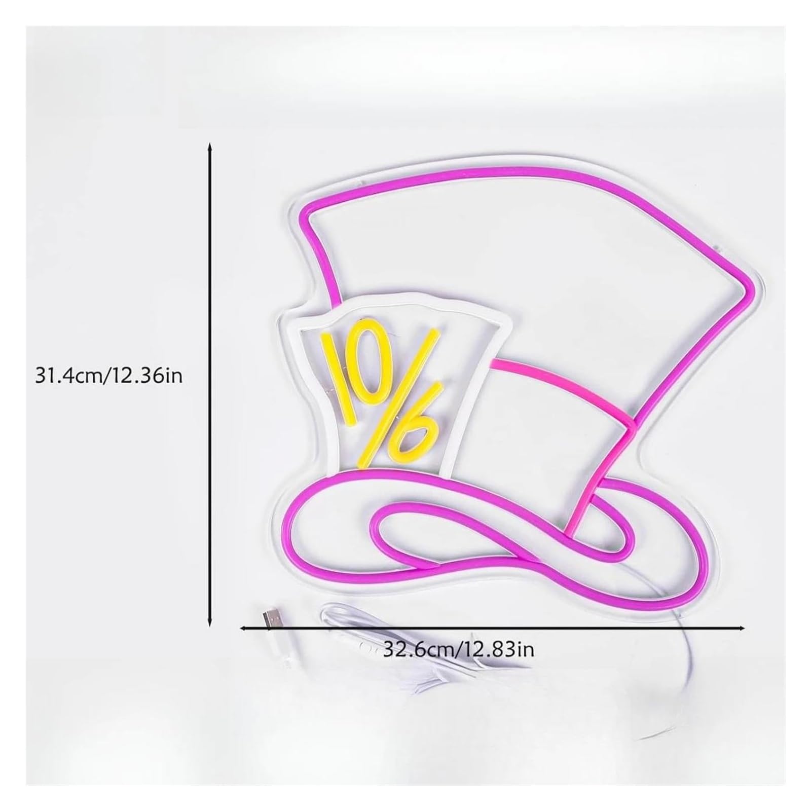 néon signe Enseigne Lumineuse «Chapeau Magique» Pour Décoration Murale, Intensité Variable, Pour Salon, Salle De Jeux, Chambre, Bar, Décoration Fantaisie,32.6х31.4cm