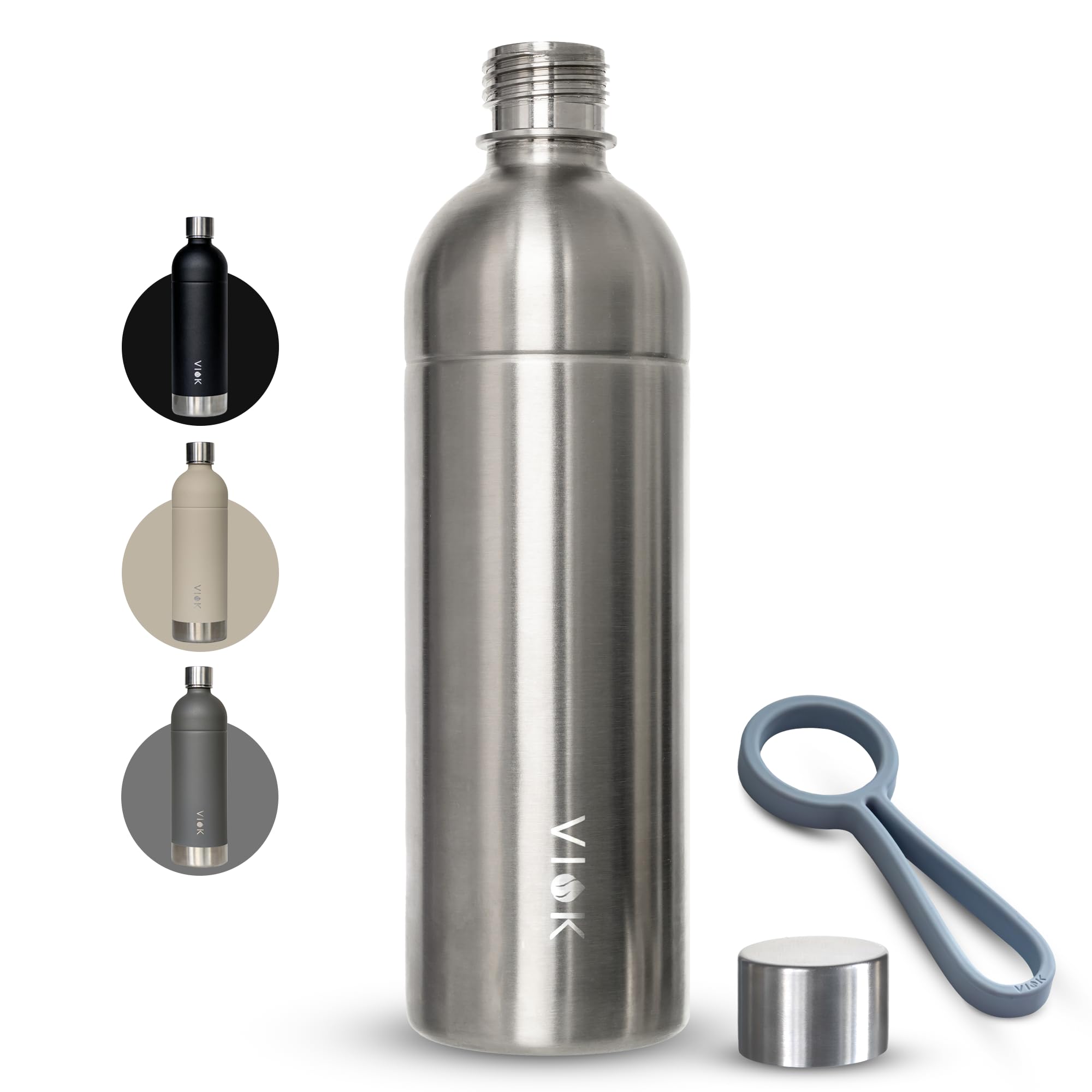 Bottle for Aarke Carbonator 3 & 2, Smeg, Brita SodaOne, Sodapop Cooper & Philips GoZero - 1.3L Stainless Steel Replacement Bottle, Dishwasher Safe, Alternative Aarke Bottle - with Carry Handle (2