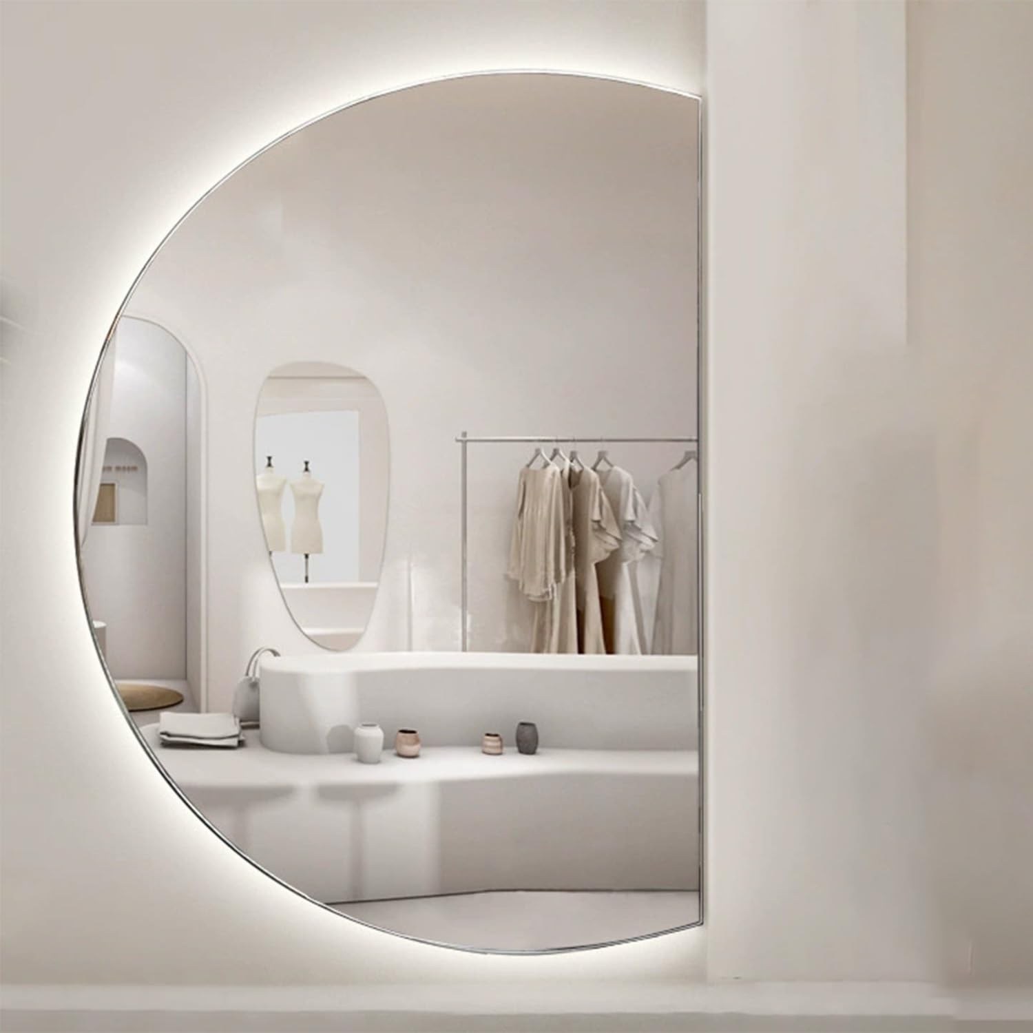 FGXHHS Backlit LED Mirror with Smart Anti-Fog Touch, Wall Mounted for Bathroom or Entryway