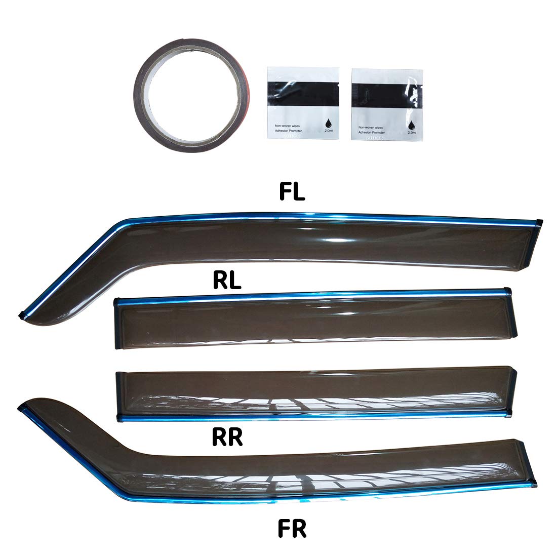 HEYCE Set 4 Pezzi Deflettori Antivento In Vetro Acrilico Per Jeep Renegade 2015-2019 - Grigio Fumo, Antipioggia