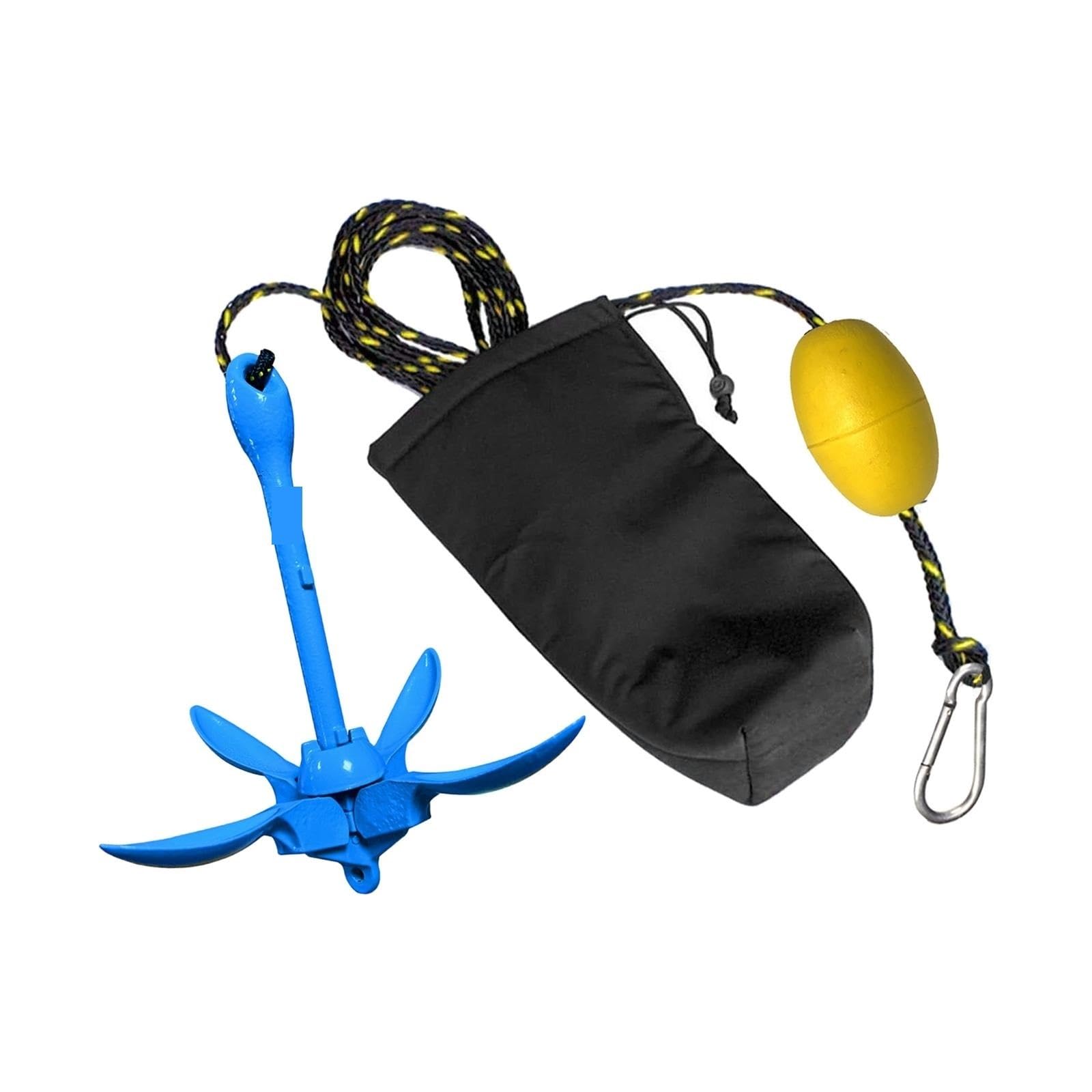 Festmacherleine, 4-Backen-Grapnel-, 0,3 lb/1,5 kg, tragbarer Klapp aus Aluminium for Angeln for Kanu-Schlauchboote, Marine-Seil mit Schwimmer