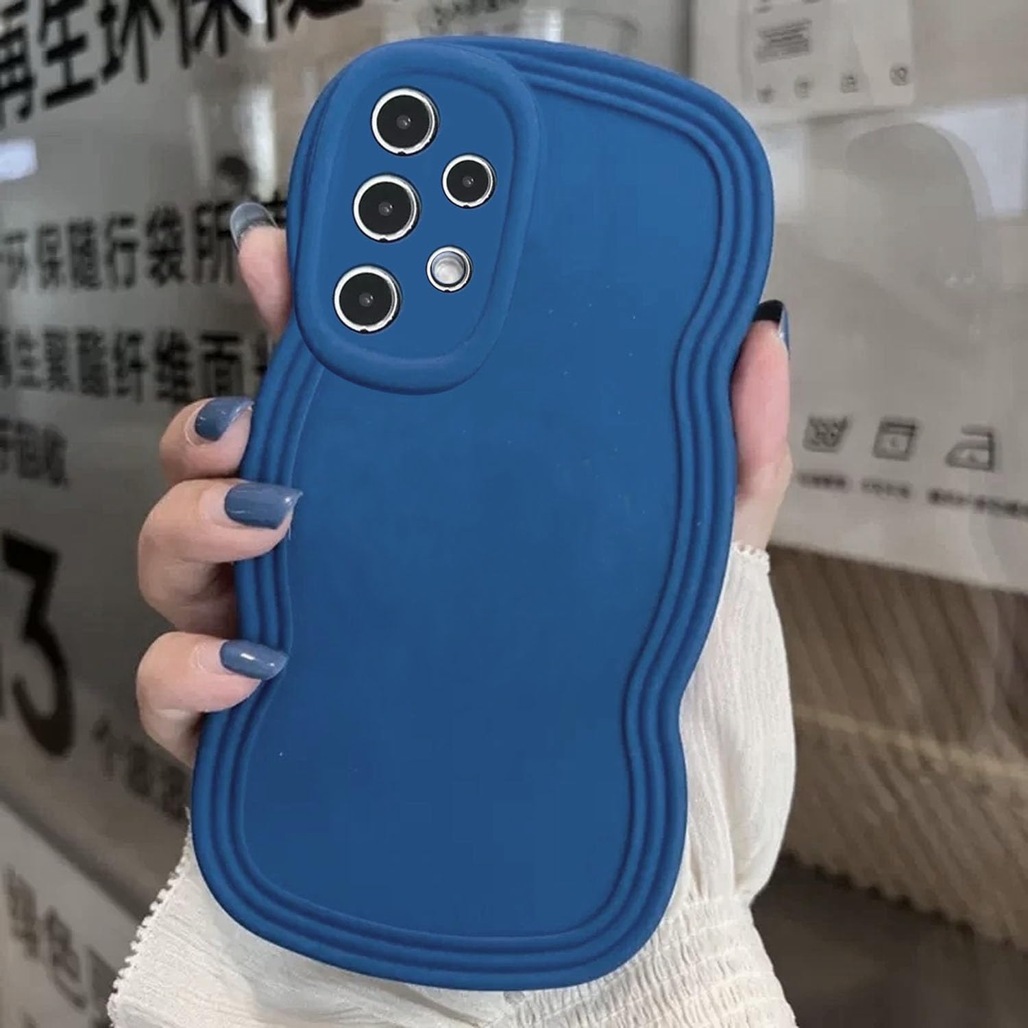 KC Back Cover for Samsung Galaxy A23 4G & Samsung Galaxy A23 5G Curly Wave Shape Shockproof Bumper Soft Silicone Case with Camera Protection (Dark-Blue) (B0CDCCCJX7) Amazon Price History, Amazon Price Tracker