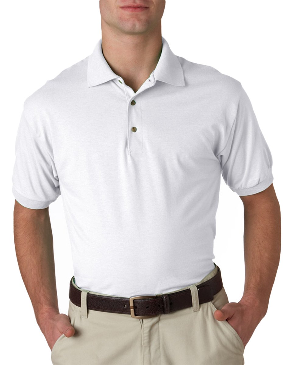 Gildan DryBlend Youth 5.6 oz, 50/50 Jersey Polo, Small, White