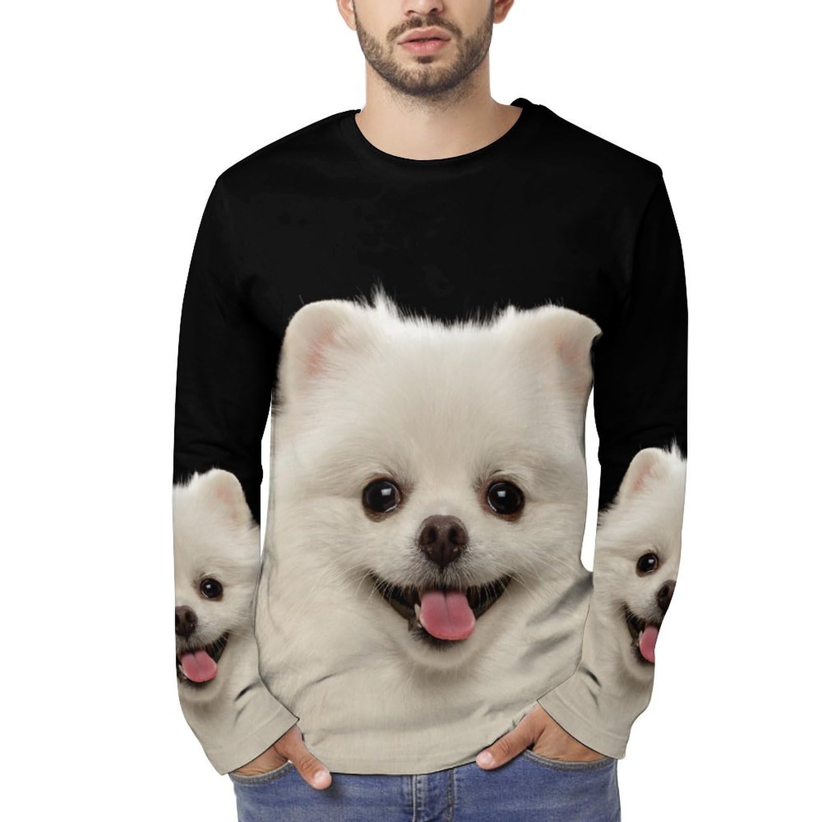 Amazon.co.jp: 長袖tシャツ メンズ ポメラニアン 犬柄 ロングtシャツ