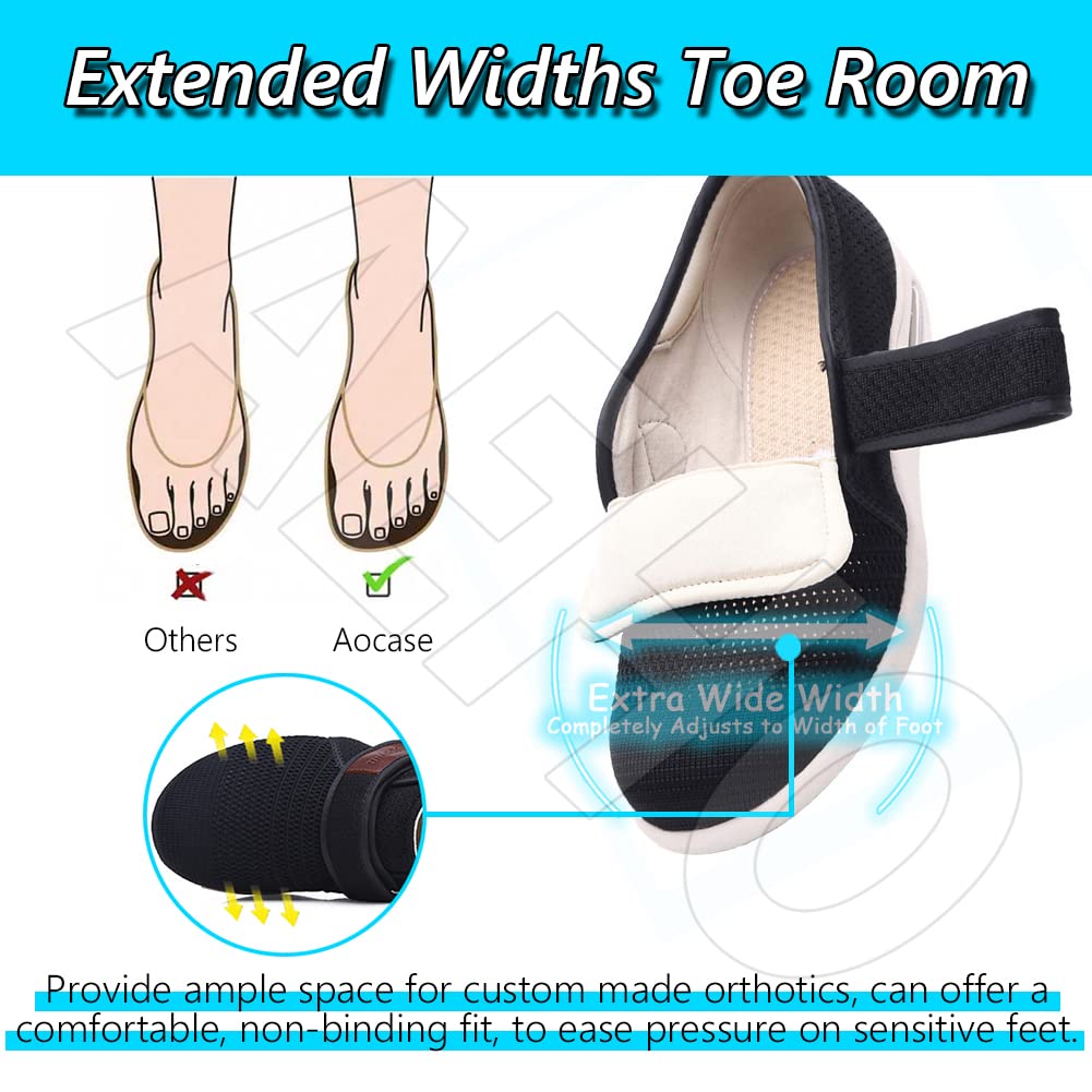 AEHO Mens Wide Toe Walking Shoes Proven Foot Pain Relief Extra