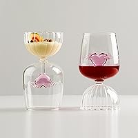 Vista 2 de Juego de 2 copas de vino tinto de cristal de 12 onzas, románticas copas de vino en forma de corazón, copas de cóctel creativas, copas de vino únicas