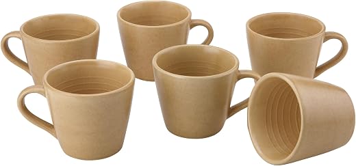 Bodhi House Handcrafted Ceramic Tea Cup Set of 6 Pieces (175 Ml), Stoneware Coffee Mug, Microwave Safe Small Tea Cup, Matt...