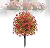 Artificial Flowers for Outdoors, 2025 New UV Resistant Artificial Outdoor Plants Fake Silk Flowers, Faux Flowers for for Spring Summer Garden Home Porch Decor, 24 X 16 Inch Red