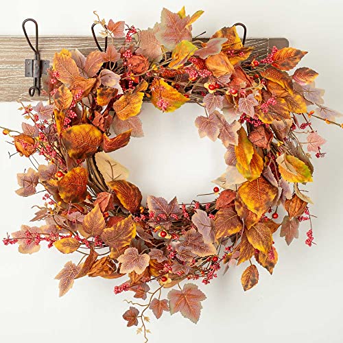 Factory Direct Craft Artificial Bittersweet, Chinese Lantern and Fall Foliage Wreath for Autumn Decorating and Displays (22