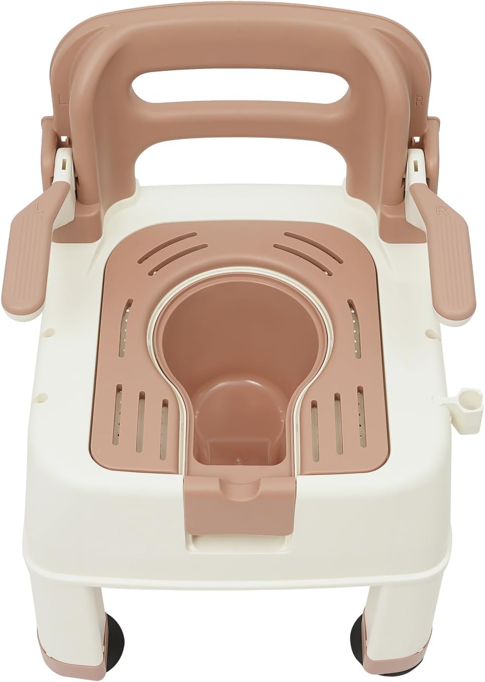 Bedside Commode, Shower Chair Portable Toilet Chair 2 in 1 Potty, 220lbs Heavy Duty Adult Potty Chair with Detachable Armrest Shower Chair for Inside Shower (Coffee Color)