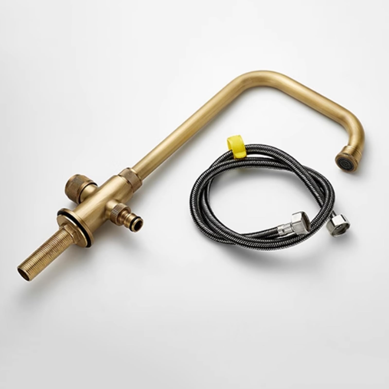 Grifo Jardin con Interfaz Roscada De 1/2 Pulgada Grifo Exterior Doble Salida Solo Agua Fría,Antigüedad