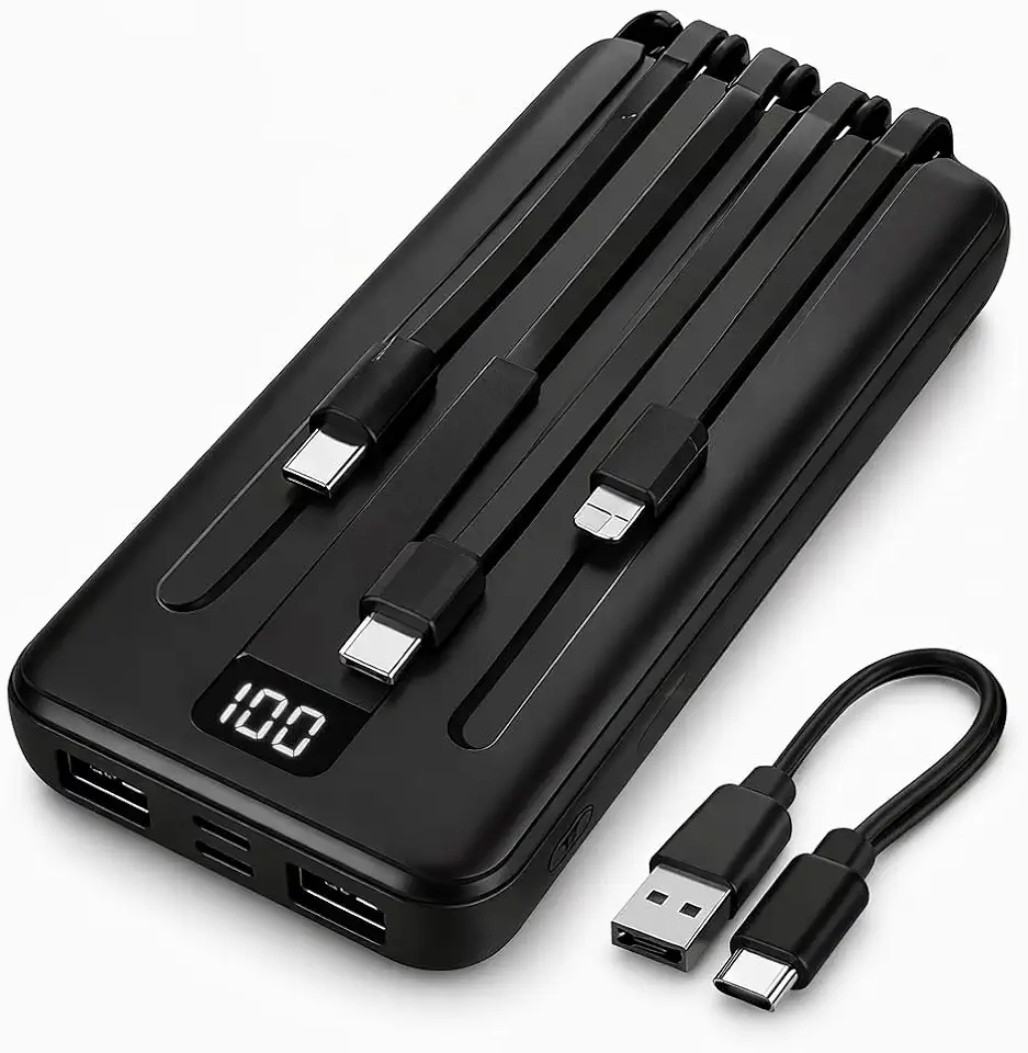 Power Bank 20000mAh – Carregador Portátil Turbo 3.1A, Saída USB/Tipo-C/Lightning, Bateria Externa Recarregável para Celular Android, Tablet e IOS.