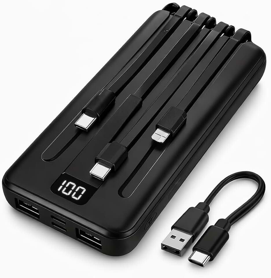 Power Bank 20000mAh – Carregador Portátil Turbo 3.1A, Saída USB/Tipo-C/Lightning, Bateria Externa Recarregável para Celular Android, Tablet e IOS.