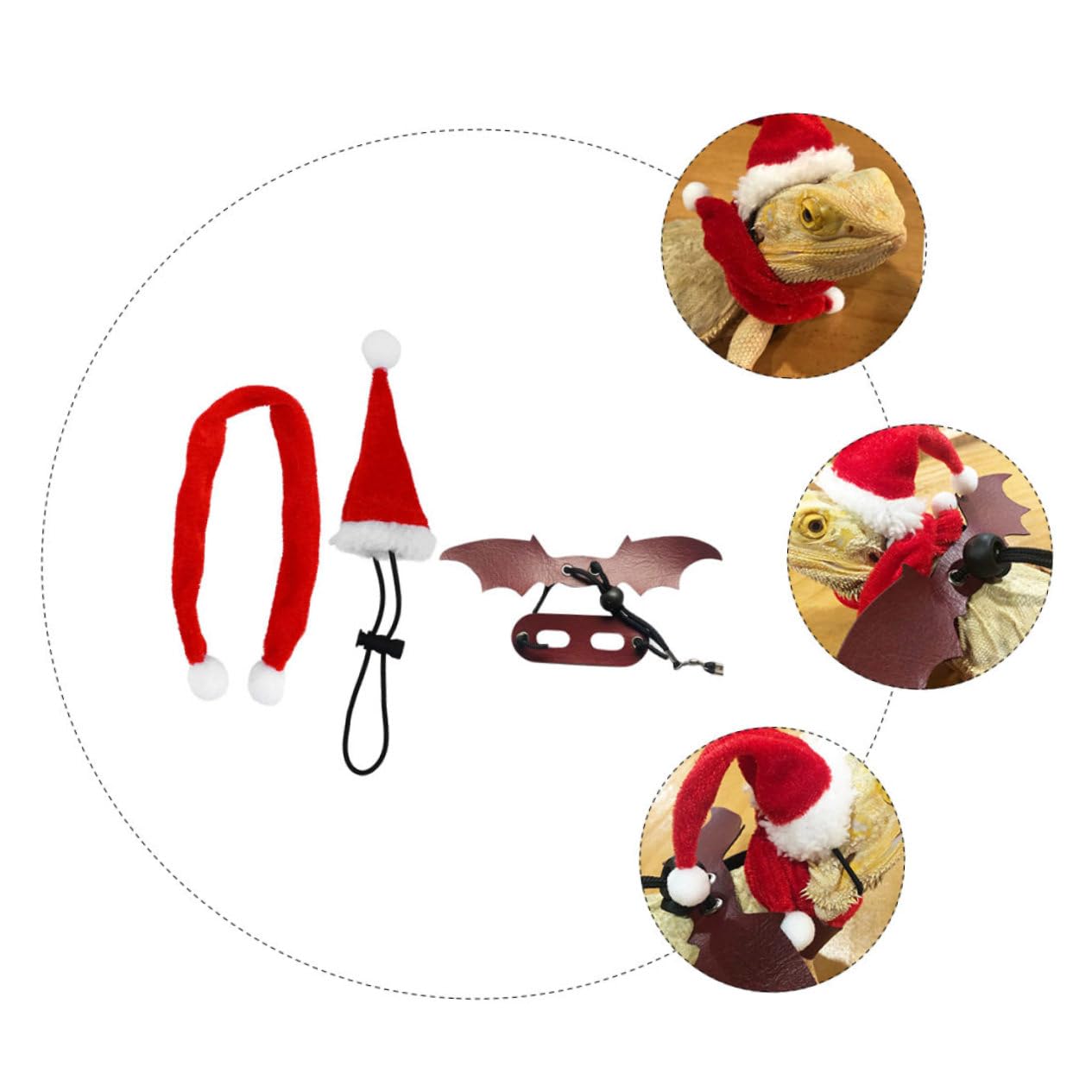 BESPORTBLE 2sets Accessori Per Rettili Con Guinzaglio Cappello e Sciarpa Per Festività Natalizie Kit Decorativo Per Lucertole Per Uscite All Aperto e Feste Tema Natale