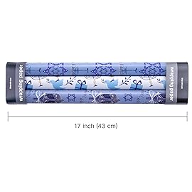 WRAPAHOLIC Hanukkah Wrapping Paper Roll - Mini Roll - 3 Rolls - 17 Inch x 120 Inch Per Roll - Menorah Lights, the Star of David and Dreidels Design