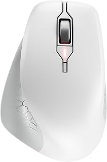 Cherry Stream Mouse Comfort, Wireless Ergonomic Mouse with Rubberized Thumb Rest, for Right-Handers, 2.4 GHz, 6 Whisper-Quiet Buttons, Battery-Powered, White