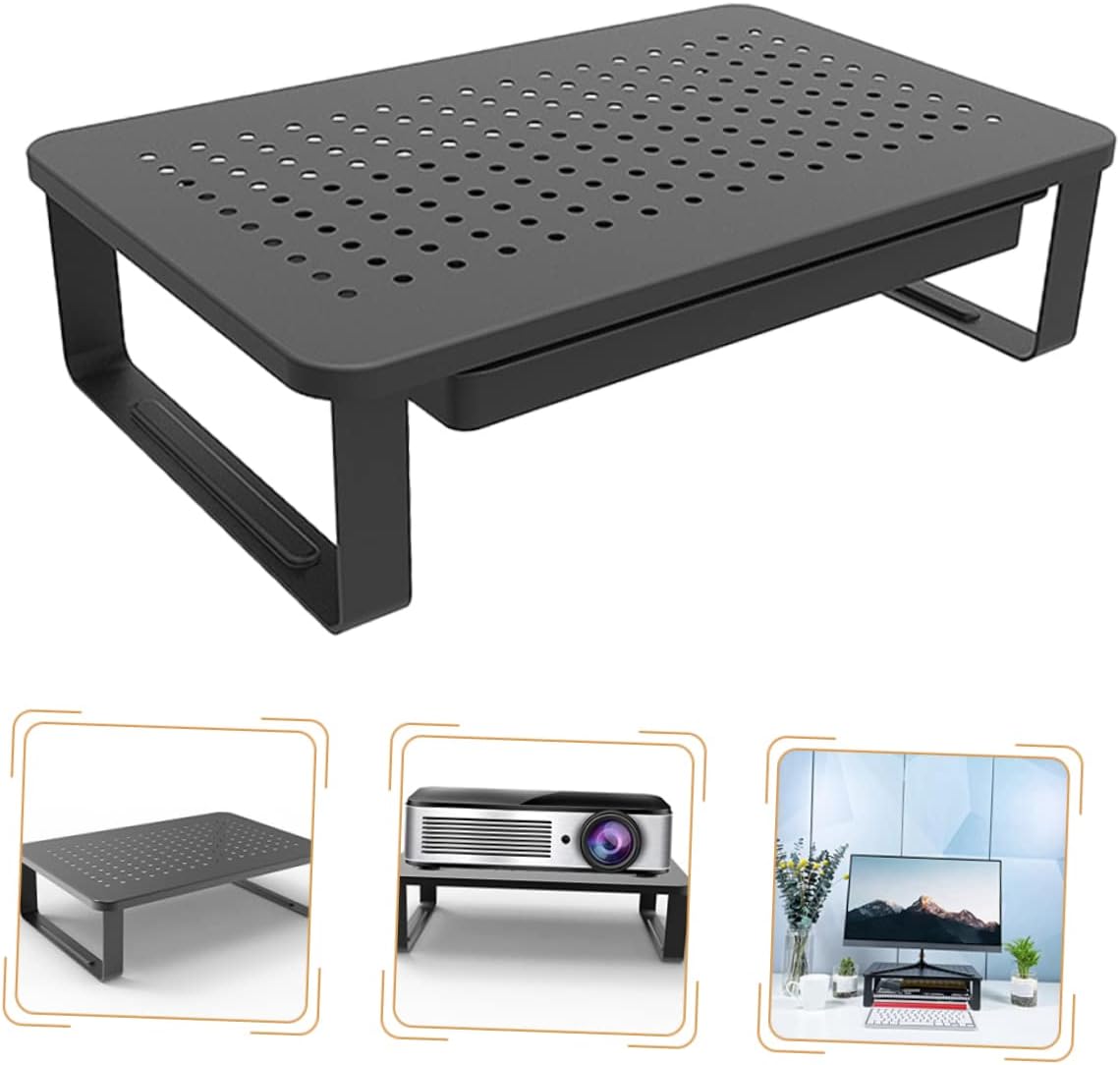 jojofuny Monitor Riser with Ergonomic Laptop Stand for Desk Space-saving Desktop Organizer with Heat Dissipation for Office and Home Use