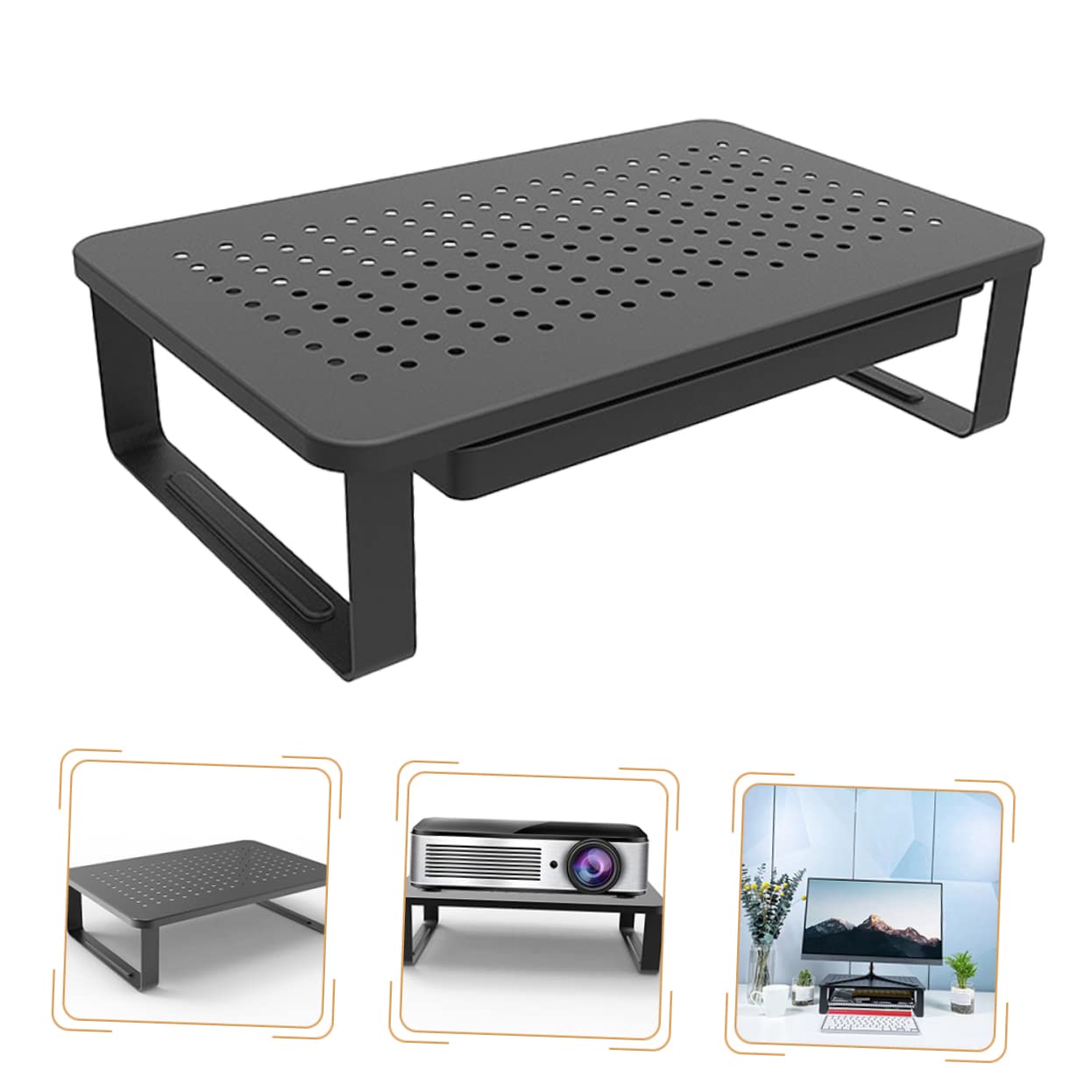 DOITOOL Monitorständer Platzsparende aus Eisen mit Praktischem Schubladensystem Laptop und Monitorerhöhung und Bessere Ergonomie für Schreibtisch Arbeitsplatz