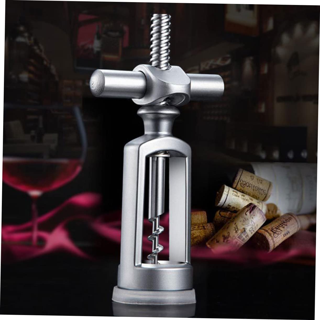 MRKU Sacacorchos de ala de Vino, 1 Pieza, Extractor de Corcho, para Bodas, Invitados, Cerveza, Bar, Espiral, aleación de Zinc, Lata