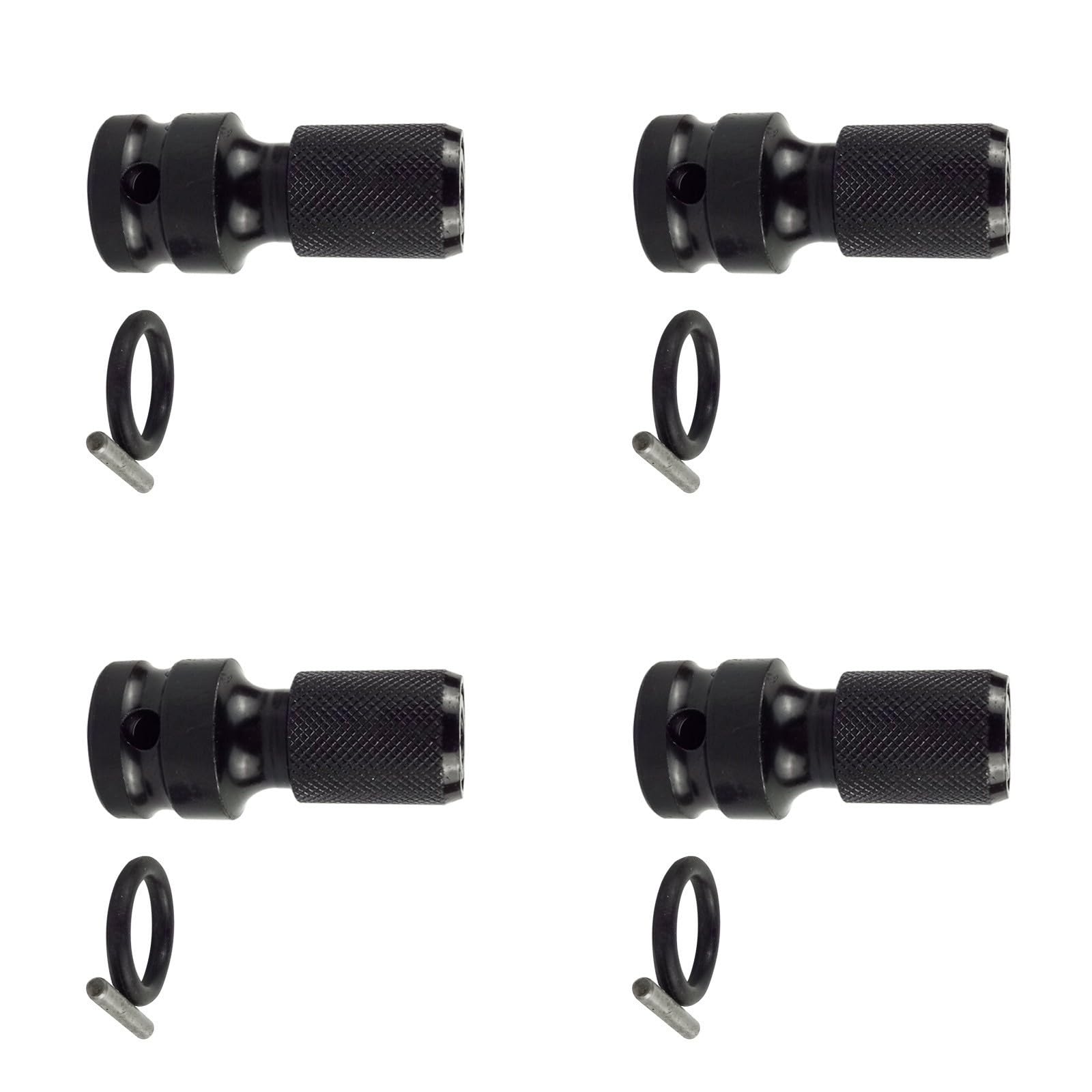 NEWFT 4Pcs Socket Adapter 1 / 2inch Square Drive to 1 / 4inch Hexagonal Quick Releasing Wrench Adapter Converter for Screwdriver Bit Heavy Duty Power Tool for Automotive Repair
