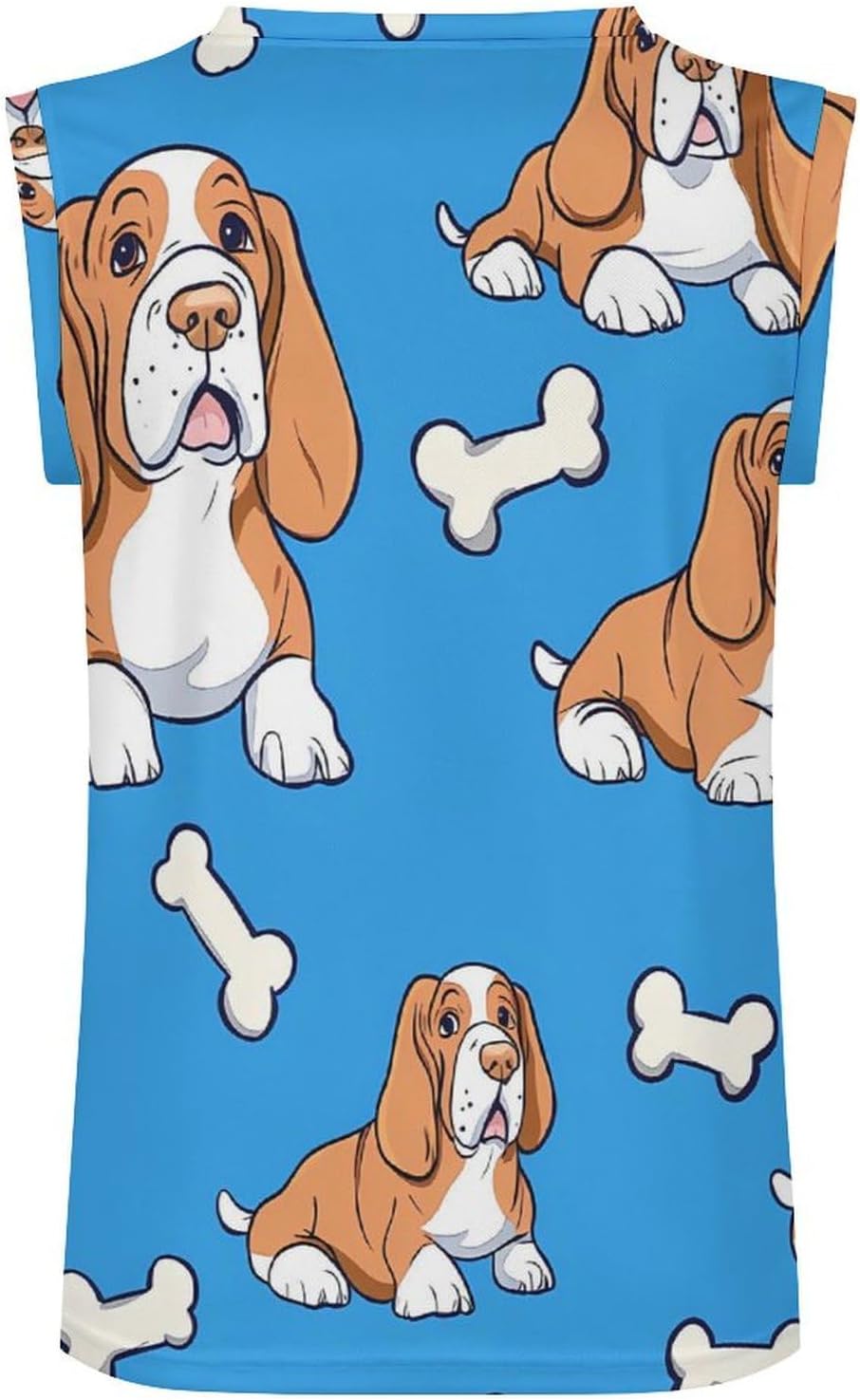 Basset Hound Dog Bones Men's V-Neck Basketball Tank Top Sleeveless Workout Tank Shirts Gym Fitness Tees Vest