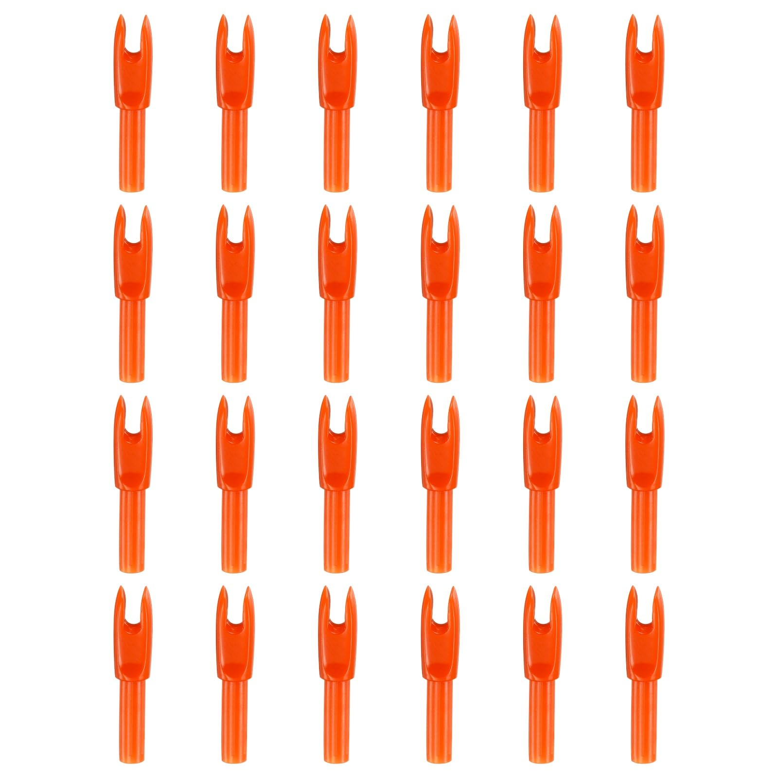 YELARXI Archery Arrows Nocks, Arrow Shaft Plastic Nocks Replacement Archery Arrows Tail Accessory 24 Pack Inside Diameter 4.2 mm Orange - for (Hunting/Shooting/Compound/Recurve Bow)
