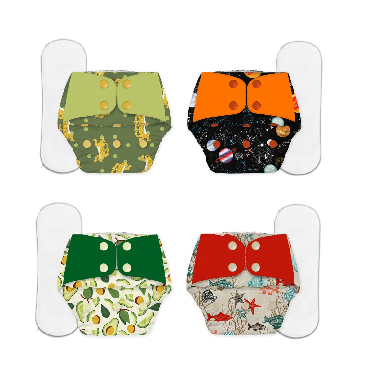 SNUGKINSRegular Freesize Cloth Diapers + Wet-Free Microfiber Terry Soaker - Pack of 4